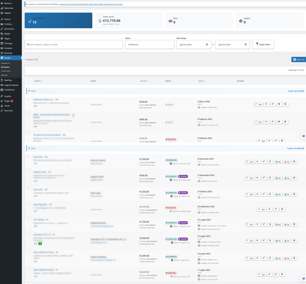 Professional Quotes Manager — The Complete WordPress Plugin for Quote & Proposal Management